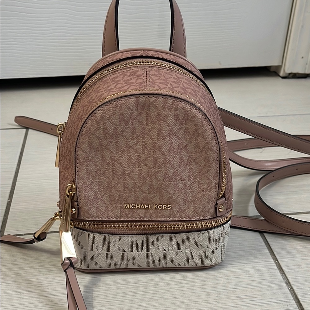 Michael Kors Pink and Tan Women's mini  Backpack